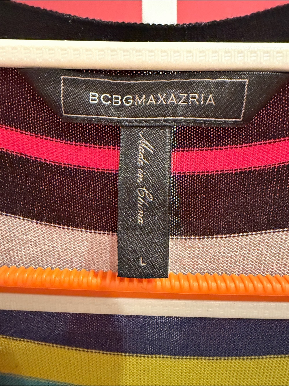 BCBGMaxAzria Striped Wrap Midi Dress in Pink, Yellow & Black - Picture 4 of 7